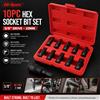 Hi-Spec Set di chiavi a bussola esagonali in cromo vanadio, attrezzi a bussola Torx/esagonali S2 anneriti per riparazioni manuali con chiave a cricchetto, con scatola portaoggetti