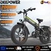 DEEPOWER Bicicletta Elettrica Pieghevole DEEPOWER H20 250W per Adulti, Batteria Rimovibile 48V 25Ah, Bici Elettrica per Pendolarismo Urbano, Pneumatici Larghi da 20 Pollici, Freni Idraulici, Display LED, 7