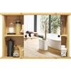 EUGAD Armadietto da Bagno a Specchio in Bambù 55x14x35.5cm, Mobiletto Contenitore con Anta Scorrevole e Ripiano Regolabile