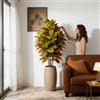 Kmitang Albero di Ficus Artificiale 58-115cm, Grandi Piante Finte di Banyan, Albero di Crotone in Plastica, Grandi Foglie di Codiaeum per Decorazione Casa e Giardino