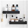 NONE Set di 2 Mensole da Bagno Nere, Organizzatore per Doccia Senza Foratura con 4 Ganci, Scaffale Portaoggetti per Bagno e Cucina