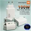 XIAOMI Caricabatterie USB XIAOMI 100W Originale, Adattatore di Ricarica Rapida Turbo con Cavo per Xiaomi 17 Pro Max, 17Ultra, 15, 14, Poco F8 Pro, M8, X8, F7
