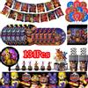 Potdemiel Decorazioni per Festa di Compleanno a Tema Horror FNAF, Set da Tavola con Tovaglia, Piatti, Bicchieri, Tovaglioli, Sacchetti, Palloncini, Bomboniere per Baby Shower Five Nights