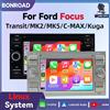BONROAD Autoradio Wireless da 7 Pollici con CarPlay e Android Auto per Ford Focus Transit MK2 MK5 Fiesta Galaxy Mondeo Fusion Kuga C-Max Anni 2003-2012, Sistema Multimediale Intelligente con Schermo