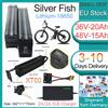 SMALL DEN Batteria al Litio Silver Fish 36V 48V 15Ah 20Ah 18650 con BMS Integrato da 30A per Bici Elettrica Pieghevole 250W 500W 750W 1000W 1200W 1500W + Caricabatterie XLR, Magazzino UE Senza Tasse