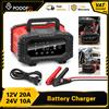 NONE Caricabatterie Portatile Podofo 12V 24V 20A 10A Completamente Automatico a 7 Fasi, Caricatore Intelligente con Riparazione a Impulsi e Protezione Multipla per Auto, Moto, Camion, Camper, Trattori,