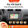 Ainavi Autoradio AINAVI per Volkswagen VW Golf 6 con Carplay Wireless e Android Auto, compatibile con Passat B6 B7, Polo 5, Jetta MK6, Tiguan 1, Touran, Scirocco, Sharan, Amarok, Multivan T5, CC, Beetle