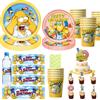 Potdemiel Decorazioni per Festa di Compleanno Simpson, Stoviglie Divertenti, Tovaglia e Piatti Usa e Getta Gialli, Accessori per Baby Shower e Feste per Bambini