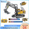 Teeggi 1:20 Escavatore RC per Bambini, Camion Ribaltabile Telecomandato 2.4G, Bulldozer Giocattolo, Auto Elettrica Radiocomandata per Regalo di Halloween