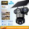 V380 Telecamera Solare V380 PRO a Tre Obiettivi per Esterni, Alta Definizione, Monitoraggio Wireless WiFi a 360 Gradi, Visione Notturna a Colori, Interfono Bidirezionale, Tracciamento Mobile, Sicurezza e