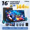 FYHXele Portable Screen 16 pollici portatile gaming monitor 144Hz 1080P FHD IPS schermo doppio altoparlanti schermo esterno per laptop switch PS5 telefono