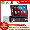 GEARELEC Autoradio 1 DIN Android con Carplay, Schermo IPS Retrattile Universale da 7 Pollici, Navigatore GPS, Lettore Multimediale Video per Auto 1 DIN Android 14, Schermo Carplay