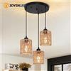 JOYINLED Lampadario in Vimini Stile Boho JOYINLED, Lampada a Sospensione per Isola Cucina, Sala da Pranzo, Lampada da Soffitto Industriale E27