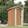 NONE Casetta da Giardino in Acciaio Zincato, Marrone, 126 x 97,5 x 177 cm, Ripostiglio Attrezzi da Esterno per Giardino, Costruzione Robusta, Facile Montaggio, Soluzione di Stoccaggio Spaziosa per
