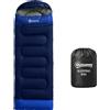 Outsunny Sacco a pelo Outsunny per adulti, con sezione testa, cerniera e borsa portaoggetti, 300/m², 215x75x10cm, blu navy