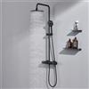 CECIPA max Colonna doccia con miscelatore termostatico, miscelatore antiscottatura, soffione doccia 25 x 25 cm, asta doccia regolabile senza foratura, nero.