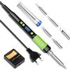 NONE Kit Saldatore LCD 90W, 5 Punte, Supporto, Auto-Sleep, Riscaldamento Rapido, 180-500°C ° C (356-932 ° Kit di Strumenti Fai-da-Te e per Riparazioni + Filo di Saldatura da 15g