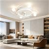 RRBEST Ventilatore da soffitto con luce, ventilatore silenzioso da 55 cm con illuminazione, ventilatore a LED dimmerabile con telecomando e app per soggiorno e camera da letto, bianco