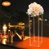 BYMAOCAR 10 Pezzi Supporti per Fiori in Acrilico Trasparente da 80 cm, Vaso da Terra Rettangolare con Piatto, Colonne Decorative per Bouquet da Tavolo per Matrimoni e Feste