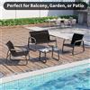 HiMISS Set Divano da Esterno in Acciaio - Set da Conversazione Moderno da 3/4 Pezzi con Divano Doppio, 2 Poltrone e Tavolino in Vetro - Textilene Resistente per Giardino, Balcone, Cortile, Bordo Piscina -