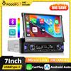 Podofo Schermo Retrattile da 7 Pollici 1Din Carplay Lettore Multimediale MP5 per Auto Android Auto Ricevitore Video Radio con FM AM RDS EQ Effetti Sonori Aggiornamento Sistema Audio Video per Auto