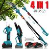 Vremota Seghetto Elettrico Telescopico a Batteria 6 Pollici, Forbici da Potatura da 25mm, Sega per Rami Alti Regolabile, Utensile Elettrico Portatile 4 IN 1 per Potatura Alberi da Giardino, Compatibile con