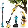 Vremota Seghetto Elettrico Telescopico a Batteria 6 Pollici, Forbici da Potatura da 25mm, Sega per Rami Alti Regolabile 3 IN 1, Attrezzo da Giardino per Potatura Compatibile con Makita 18V