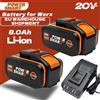 Batteria di Ricambio Originale agli Ioni di Litio Worx WA3551, WA3553 WX176 WX550 WX386 WXino 3 WXgain, WX800, WU268 20V, 8,0 Ah