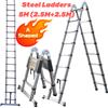 DayPlus Scala Telescopica 5M, Scala a Doppia Funzione a Forma di A e Dritta 16.5FT - 2.5M+2.5M, Capacità 150kg, EN131 - Per Soffitta, Tetto, Fai da Te