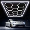 VASTFIRE Set di 14 Luci LED a Soffitto Esagonali, Illuminazione a Nido d'Ape da 680W, Luci LED per Garage, Tubi LED per Officina, Garage, Studio, 6500K