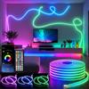 aiopp Strisce LED Neon da 30M/20M/10M per Interni con APP/Telecomando, Impermeabili IP67, Forma Personalizzabile, Sincronizzazione Musicale, Funzione Timer, Flessibili, Lampada a Corda RGB 24V per