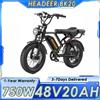 NONE Bicicletta Elettrica HEADEER BK20 con Motore da 750W, Potenza di Picco 1500W, Batteria 48V20AH, Doppio Freno a Disco, Doppia Sospensione, Pneumatici Fat da 20 Pollici, Bici Elettrica per Tutti i