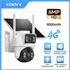 xiao vv Telecamera IP 4G LTE da Esterno XIAOVV a Energia Solare 8MP con Slot per SIM, Impermeabile IP66, Rilevamento PIR Umano, Telecamera di Sicurezza CCTV