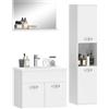 kleankin Mobili da bagno Kleankin in 4 pezzi: mobile a parete con specchio, mobile sottolavabo, lavabo e mobiletto alto, bianco