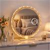 NONE Specchio Cosmetico con Illuminazione LED, Tre Colori, Regolazione Continua della Luminosità, Ingrandimento 10x, Rotante
