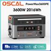 OSCAL Stazione di Alimentazione Portatile OSCAL 3600W PowerMax 3600PE 2016Wh, Generatore Solare con Batteria LiFePO4, Controllo e Monitoraggio Smart tramite App per Camper