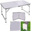 NONE Tavolo pieghevole resistente da 3FT con maniglia per il trasporto, tavolo pieghevole da campeggio per giardino, picnic, cucina, spiaggia, escursionismo, pesca, con 2 livelli di altezza regolabile