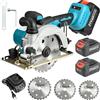 Vremota Sega circolare elettrica a batteria da 6 pollici senza spazzole Per batteria Makita 21V Sega Elettrica Portatile Senza Fili da 1850W per Lavorazione del Legno con 3 Lame