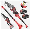 Avhrit Mini Motosega 2-in-1 e Potatore Elettrico a Palo 8 Pollici, Batterie da 8000 mAh (2×4.0Ah), Motore Brushless, Asta Estensibile fino a 4.9m, 120 ° Sistema di Lubrificazione Automatica per