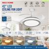 NONE Ventilatore da soffitto a LED da 42 pollici con motore DC, telecomando, LED dimmerabile a 3 colori, pale reversibili silenziose, ventilatore da soffitto moderno a basso profilo per camera da letto,
