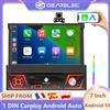 GEARELEC Autoradio Android 14 1 Din Carplay Android Auto Schermo IPS Retrattile da 7 Pollici Lettore Multimediale Universale per Auto Navigazione GPS Bluetooth FM RDS Stereo per Auto