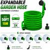 【Offerta Speciale】Tubo da Giardino Espandibile Antigoccia da 15 Metri, Pistola a Spruzzo con 6 Impostazioni Regolabili, Tubo Flessibile Retrattile Leggero per la Manutenzione del Prato Esterno