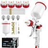 NONE Pistola vernice HVLP 2008 kit 4 ugelli 1.4-2.5mm, serbatoio 600ml ugello rotante 360°, regolazione flusso pressione, pistola spruzzo auto mobili pareti fai da te finitura omogenea