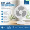 NONE Ventilatore da tavolo silenzioso a 3 velocità, ventilatore da tavolo oscillante portatile da 12 pollici per casa, ufficio, camera da letto