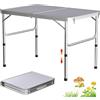 NONE Tavolo pieghevole da campeggio e picnic 90 cm x 60 cm, altezza regolabile 37/67 cm, telaio in alluminio resistente, capacità di carico 66 libbre, tavolo pieghevole portatile da esterno in alluminio