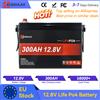 ECGSOLAX Batteria LiFePo4 ECGSOLAX 12.8V 300AH, Pacco Litio 300AH con BMS 300A per Inverter RV, Batteria Solare al Litio Ferro Fosfato, Senza Tasse
