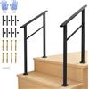 NONE Supporti per ringhiere in metallo per scale interne ed esterne da 2 a 5 gradini - set di ringhiere per scale con altezza regolabile per portico, ponte o gradini in cemento