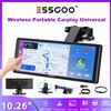 ESSGOO Supporto universale portatile wireless Carplay da 10,26 pollici per camper, camion, autobus, autoradio, schermo touchscreen, Android Auto, Bluetooth, FM, controllo al volante, facile da