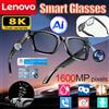 Lenovo Occhiali Intelligenti Lenovo AI 8K 1600MP HD con Chat GPT, Controllo Touch, Lettore Musicale, Chiamate Bluetooth, Traduttore e Assistente Vocale