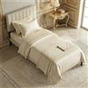 KUTAS Letto singolo imbottito in lino grigio - 90x200 cm - Testiera imbottita regolabile - Base a doghe in legno massello con 12 doghe - Facile montaggio
